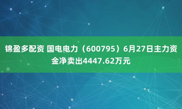 锦盈多配资 国电电力（600795）6月27日主力资金净卖出4447.62万元